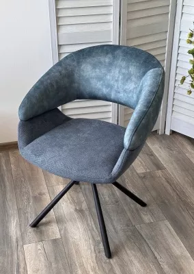 Стул EMBER 360 град. поворот. 7525-56 Синий, велюр/ ENJOY-315 Синий, ткань/ Черный, ®DISAUR