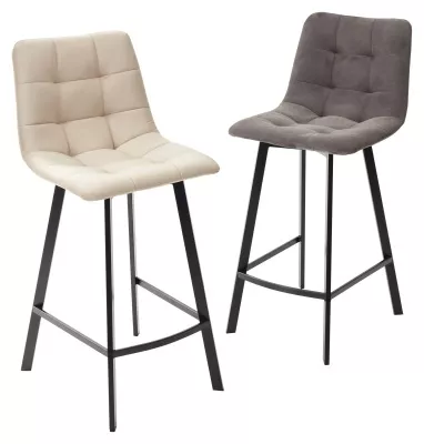 Полубарный стул CHILLI-QB SQUARE бежевый #5, велюр / черный каркас (H=66cm) М-City