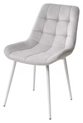 Стул ХОФМАН, цвет H-09 Светло-серый, велюр / белый каркас М-City