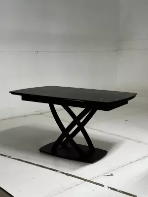 Стол FOGGIA 140 KL-116 Черный мрамор матовый, итальянская керамика/ черный каркас, ®DISAUR