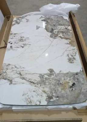 Стол STEFAN 180 GLOSS LUXURY PANDORA керамика, стекло/ каркас латте, ®DISAUR