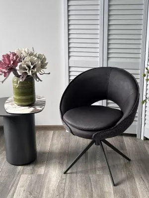 Стул ANABEL 360 град. поворот Черный  Maison 99# / OTE COBBLE 457 / серый каркас, ®DISAUR