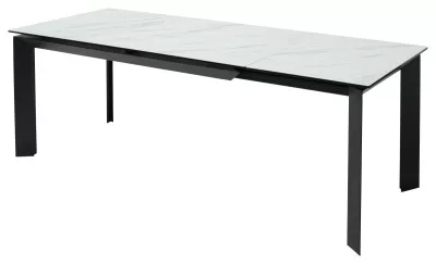 Стол CREMONA 140 KL-99 Белый мрамор матовый, итальянская керамика / черный каркас, ®DISAUR