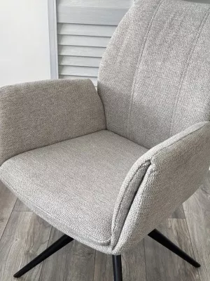 Стул YOZEF 360 град. поворот. KN01-04 Светло-серый, ткань / Черный, ®DISAUR