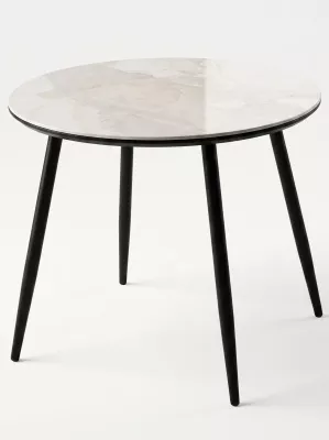 Стол МИЛТОН D89 цвет ICELANDIC WHITE JADE, керамика / Черный каркас