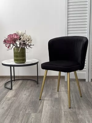 Стул МОНЕ ZIZI 521 Черный, велюр / Золотой каркас M-City