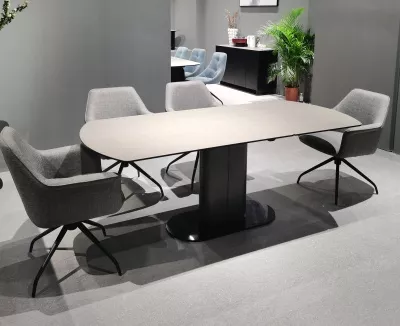 Стол KAI 140 TL-110 поворотная система раскладки, испанская керамика / Темно-серый / Черный, ®DISAUR