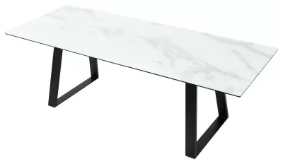Стол Франк 180 БЕЛЫЙ МРАМОР, стекло / ЧЕРНЫЙ М-City