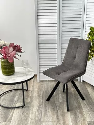 Стул BRONX, 360 град. поворот. B28 Темно-серый, велюр / черный каркас, М-City