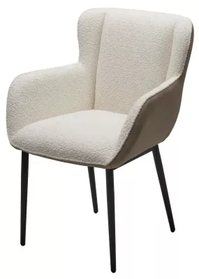 Стул ВОЛКАНО (VOLCANO) Белый Wales-101, ткань/светло-беж Maison 09, экокожа/  черный каркас, DISAUR