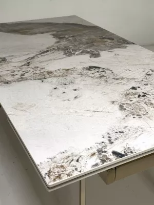 Стол ACERRA NEW 160 GLOSS LUXURY PANDORA SOLID CERAMIC/ каркас цвета шампань, ®DISAUR