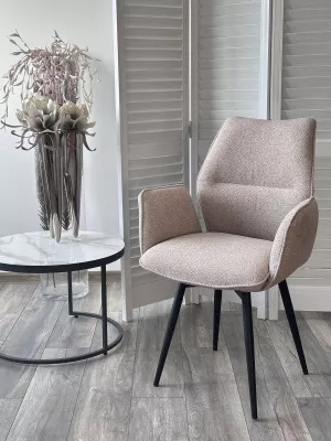 Стул ГРИН 360 град. поворот. цвет NS-04 Крем, букле / черный каркас