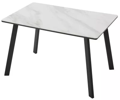 Стол ТИК ТАК 120  Белый мрамор активный, керамика / Черный каркас М-City