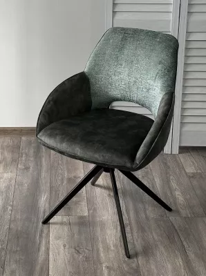 Стул BERRIES 360 град., Зеленый Loris-39, велюр/темно-зеленый 7525-156, велюр/ черный каркас, DISAUR