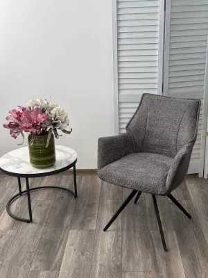 Стул BREVIS 180 град. поворот. XD841-16 Серый, букле/ GINO-457 Серый, ткань/ Черный, ®DISAUR