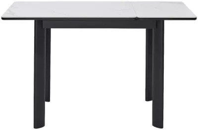 Стол ТЕТ-А-ТЕТ 120  Белый мрамор, керамика / Черный каркас М-City