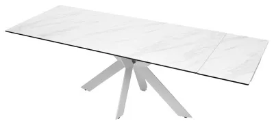 Стол БЕЛЛУНО (BELLUNO) 160 цвет KL-99 БЕЛЫЙ МРАМОР, итальянская керамика/ БЕЛЫЙ каркас, ®DISAUR