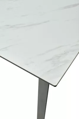Стол CREMONA 180 KL-99 Белый мрамор матовый, итальянская керамика / черный каркас, ®DISAUR