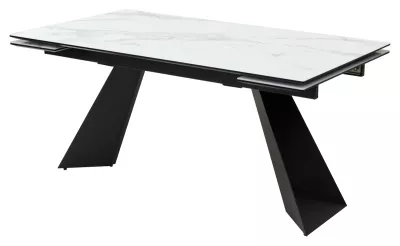 Стол Купер 160 БЕЛЫЙ МРАМОР, черная шагрень, стекло / ЧЕРНЫЙ
