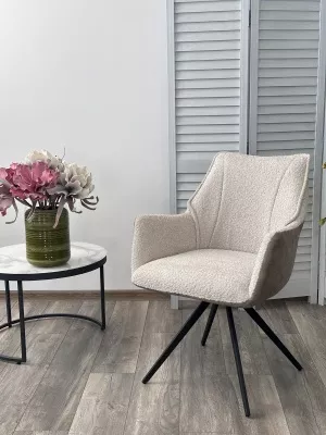 Стул БРЕВИС (BREVIS) 180 град. поворот. 841-02 Бежевый, букле/ 101 Бежевый, ткань/ Черный, ®DISAUR