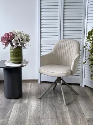 Стул РИКАРД (RIKARD) 360 град. кремовый RIELY-111/PRESENT-120, шенилл-велюр / латте каркас, ®DISAUR