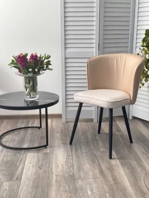 Стул МОНЕ ROVENA IVORI ткань / ORAKUL 130 экокожа / Черный каркас M-City