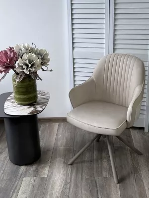 Стул РИКАРД (RIKARD) 360 град. кремовый RIELY-111/PRESENT-120, шенилл-велюр / латте каркас, ®DISAUR