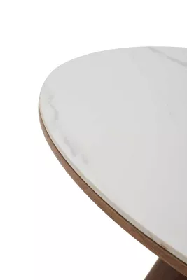 Стол КАПРИКОРН (CAPRICORN) 120 см нераскладной, цвет WHITE MARBLE, керамика / орех темный