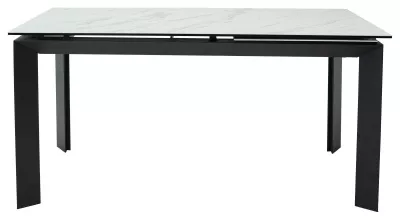 Стол CREMONA 180 KL-99 Белый мрамор матовый, итальянская керамика / черный каркас, ®DISAUR