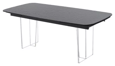 Стол ЛАУРИТЦ (LAURITS) 200 цвет ЧЕРНЫЙ (GREY), стекло BUBBLE  / Прозрачный каркас ®DISAUR
