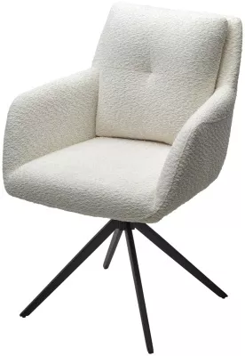 Стул МИДО (MEADOW) 360 град. поворот. цвет БЕЛЫЙ XD841-01, букле / черный каркас, ®DISAUR