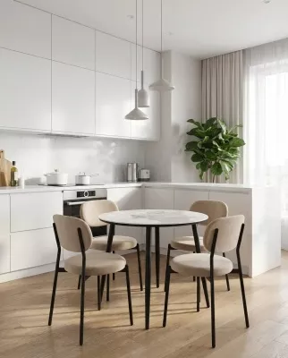 Стол МИЛТОН D89 цвет ПАНДОРА (PANDORA LIGHT 122 BG), керамика / Черный каркас