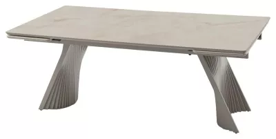 Стол ГОРАЦИО 200 см - 280 см раскладной, цвет Остра Бьянко (OSTRA BIANCO GLOSSY), керамика / Латте