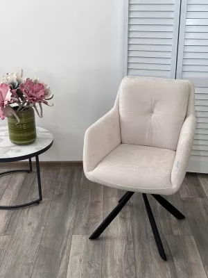 Стул ФЕДЕРИКО ДАНС 180 град. поворотный, NORDIC 11 Молочный / Черный каркас, M-City