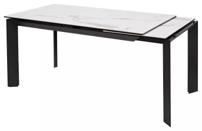 Стол CREMONA 140 HIGH GLOSS STATUARIO Белый мрамор глянцевый, керамика/ черный каркас, ®DISAUR