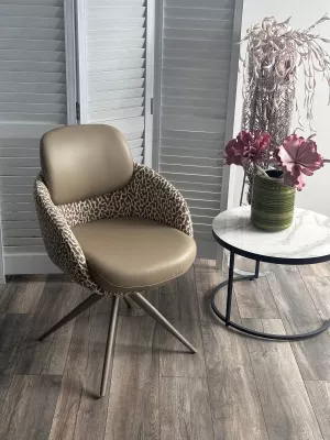 Стул ГРЕЙС (GRACE) 360 град. цвет ТЕМНЫЙ ЛАТТЕ 36-14 / HUNTER-400, экокожа/ ткань / ЛАТТЕ, ®DISAUR