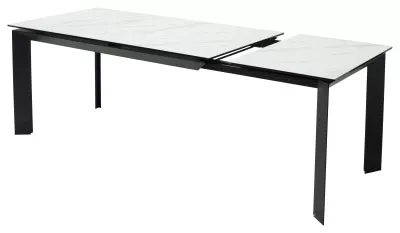Стол CREMONA 160 KL-99 Белый мрамор матовый, итальянская керамика / черный каркас, ®DISAUR