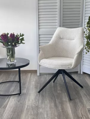 Стул OVE 360 град. поворот. RAVEN22 Бежево-белый, ткань / Черный, ®DISAUR