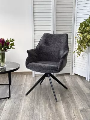 Стул OVE 360 град. поворот. RAVEN18 Серый, ткань / Черный, ®DISAUR