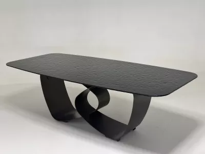Стол ТОВЕ (TOVE) 240 цвет ЧЕРНЫЙ (GREY), стекло BUBBLE  / Шоколадное золото  ®DISAUR