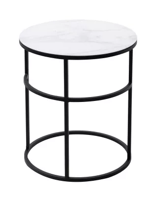 Журнальный столик Френсис Белый мрамор, стекло/ черный M-city