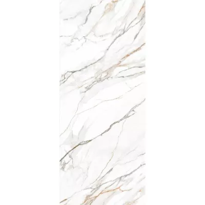 Стол АДАЖИО 115 КРУГЛЫЙ цвет МРАМОР (GILT WHITE), керамика / Латте каркас