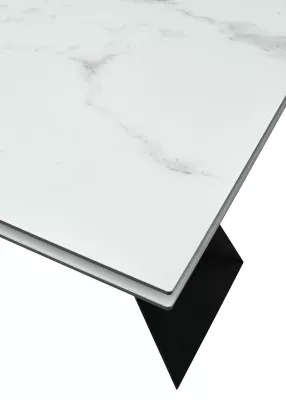 Стол Купер 160 БЕЛЫЙ МРАМОР, черная шагрень, стекло / ЧЕРНЫЙ