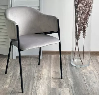 Стул ДИЛЛ, цвет H-09 Светло-серый, велюр / черный каркас М-City