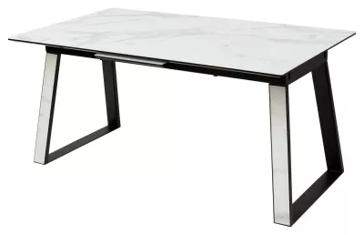 Стол Франк 160 БЕЛЫЙ МРАМОР, стекло / БЕЛЫЙ МРАМОР - ЧЕРНЫЙ, М-City