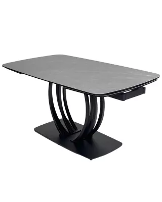 Стол MATERA 160 KL-136 Серый мрамор матовый, итальянская керамика/ черный каркас, ®DISAUR