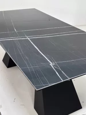 Стол БОГАРТ 200 TITANIUM BLACK PULIDO, керамика / Черный М-City