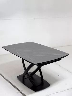 Стол FOGGIA 140 KL-136 Серый мрамор матовый, итальянская керамика/ черный каркас, ®DISAUR