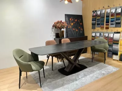 Стол BLANCO 160 MATT BLACK MARBLE SOLID CERAMIC / Орех, ®DISAUR