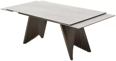 Стол IVAR 180 MARBLES TL-109 Серый мрамор, испанская керамика / Шоколадное золото каркас, ®DISAUR